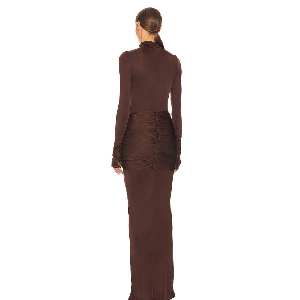 HELSA Chocolate Brown Slinky Jersey Sarong Maxi Dress - Picture 3 of 4